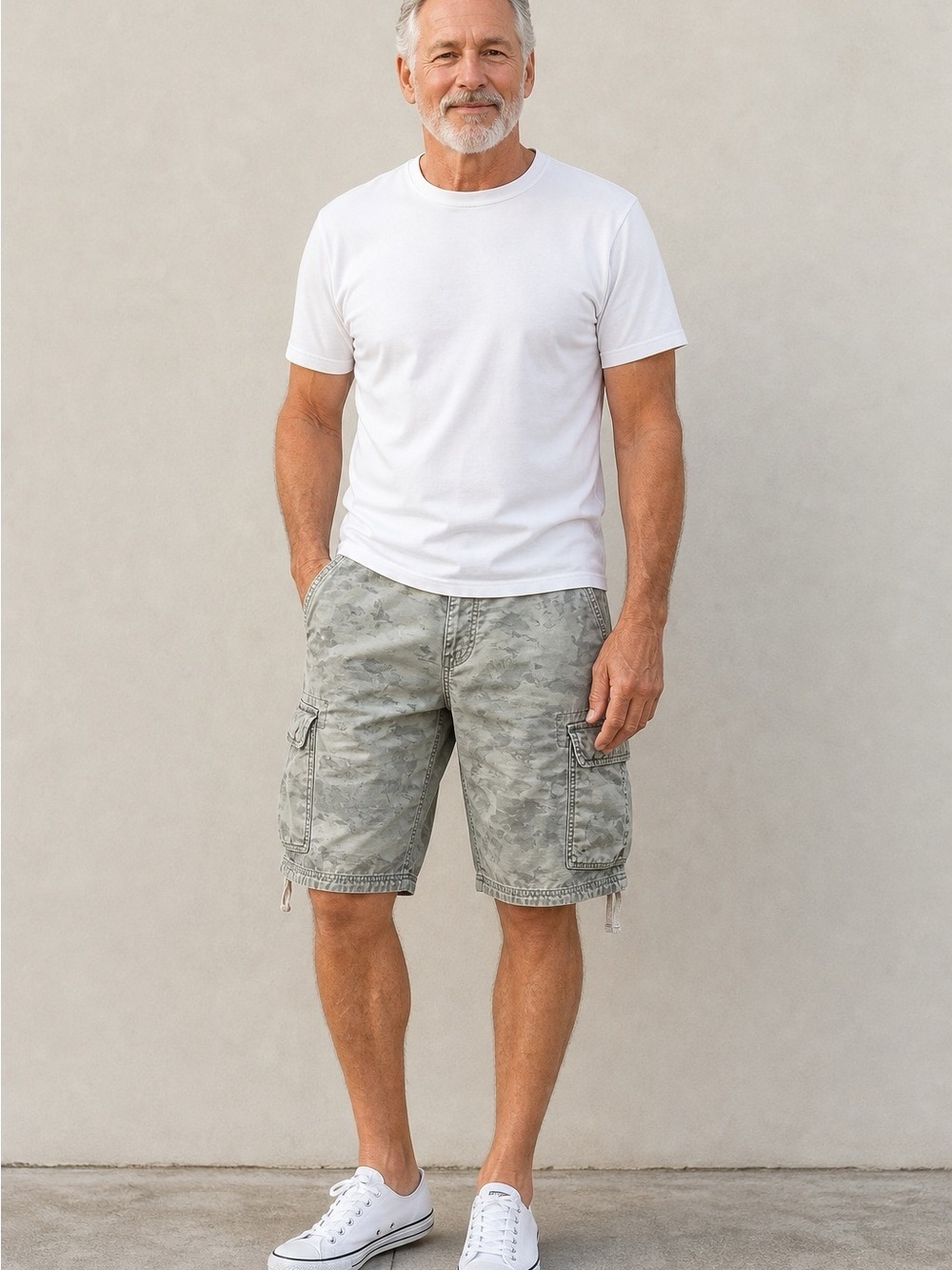 725 Originals Gray Camo Cargo Shorts Relaxed Fit Flap Pockets Waist 38